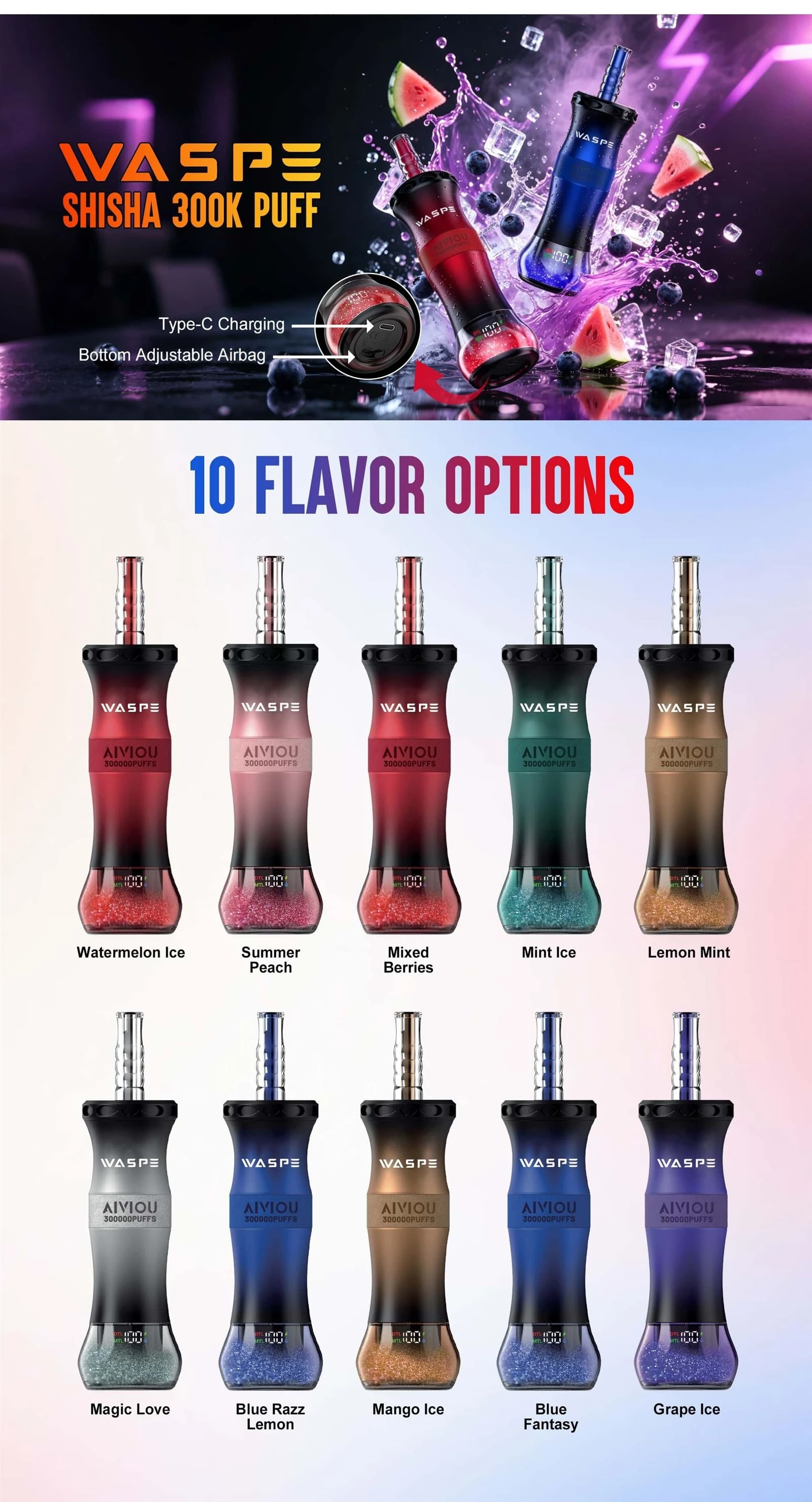 WASPE Shisha 300000 VAPEN WASPE Shisha 300000 VAPEN