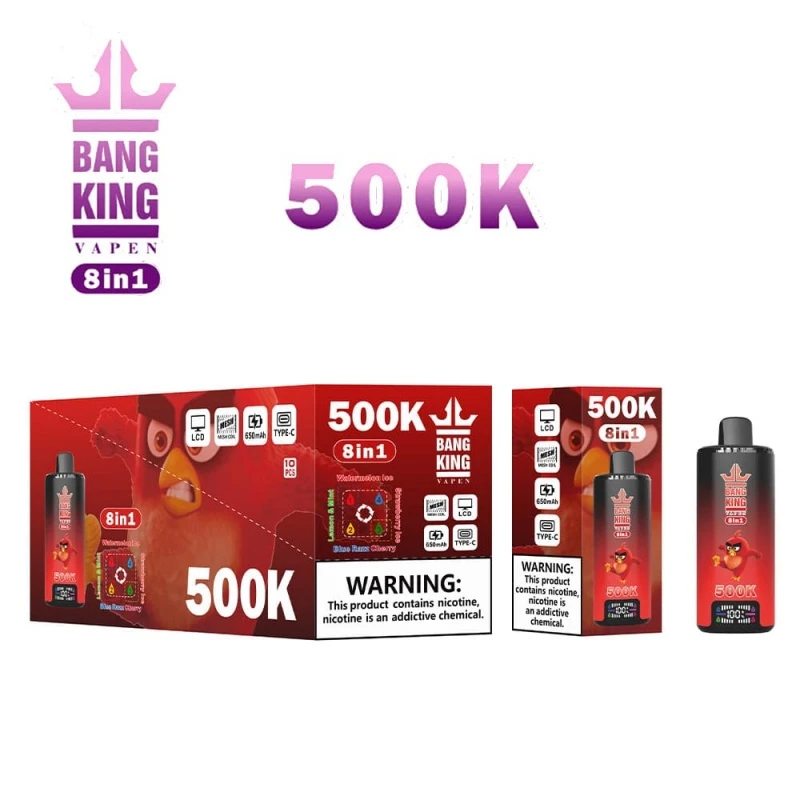 Bang King 500K 8-in-1 disposable vape Watermelon-Ice-Lemon-Mint-Strawberry-Ice-Blue-Razz-Cherry Bang King 500K 8-in-1 disposable vape Watermelon-Ice-Lemon-Mint-Strawberry-Ice-Blue-Razz-Cherry
