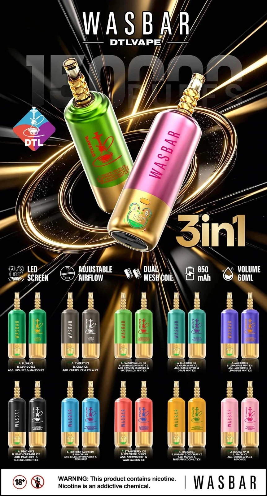 WASBAR DTL 150K Puffs suppliers